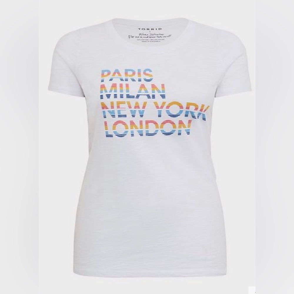 Torrid Size 3 Paris Milan White Slub Crew Tee